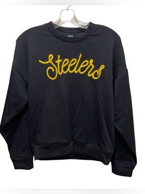 NFL Pittsburgh Steelers Crewneck Sweatshirt Black Womens Size Small Fleece